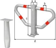 Alberts&reg; Parkplatzb&uuml;gel Stoppy II umlegb.,Pz.fvz.,4 rote Ringe,z.Aufschr.,B750 mm