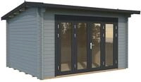 Palmako Gartenhaus Ines 11,1 m&sup2; - 44 mm hellgrau/anthrazit lackiert
