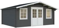 Palmako Gartenhaus Klara 17,0 m&sup2; FSC Mix 70 % - 28 mm dunkelgrau/wei&szlig;