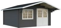Palmako Gartenhaus Britta 17,5 m&sup2; - 40 mm Grau dunkelgrau/wei&szlig;