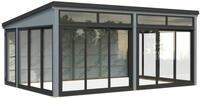 Palmako Glashaus Saga 23,3 m&sup2; Slide Plus hellgrau lackiert