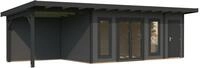 Palmako Gartenhaus Aurelia 16,7+7,9 m&sup2; - 44 mm dunkelgrau/anthrazit lackiert