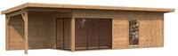 Palmako Gartenhaus Andrea 21,1 + 7,9 m&sup2; Slide - 44 mm hellbraun tauchgrundiert
