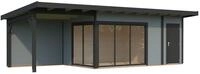 Palmako Gartenhaus Andrea 15,2 + 7,9 m&sup2; Slide Plus 44 mm hellgrau/anthrazit lackiert