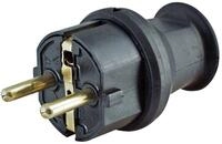 Kopp Schutzkontakt-Stecker mit Knickschutz, Gummi, schwarz