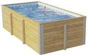 Weka Massivholzpool Siargao Gr. 1 - 45 mm - 416 x 200 cm Poolfolie: Mosaik blau