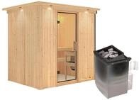 Karibu Sauna Bodin mit Fronteinstieg 68 mm-9 kW Ofen integr. Steuerung-Inkl.