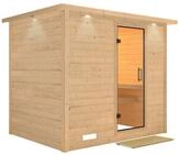 Karibu Sauna Sonara - Massivholzsauna mit Fronteinstieg 40 mm - Ohne Ofen-Inkl.