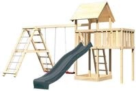 Akubi Kinderspielturm Lotti mit Satteldach inkl. Wellenrutsche anthrazit,