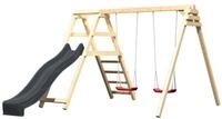 Akubi Kinderspielger&auml;t Doppelschaukel Felix mit Kletterger&uuml;st und Rutsche-anthrazit