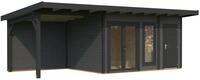 Palmako Gartenhaus Aurelia 12,4+7,9 m&sup2; - 44 mm dunkelgrau/anthrazit lackiert