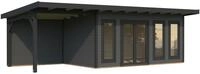 Palmako Gartenhaus Aurelia 15,2+7,9 m&sup2; - 44 mm dunkelgrau/anthrazit lackiert