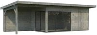 Palmako Gartenhaus Andrea 15,2 + 7,9 m&sup2; Slide Plus 44 mm grau tauchgrundiert