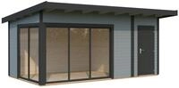 Palmako Gartenhaus Andrea 15,2 m&sup2; Slide - 44 mm hellgrau/anthrazit lackiert