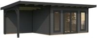 Palmako Gartenhaus Aurelia 12,7+7,9 m&sup2; - 44 mm dunkelgrau/anthrazit lackiert