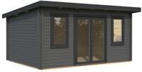 Palmako Gartenhaus Lisandra 14,2 m&sup2; - 44 mm dunkelgrau/anthrazit lackiert