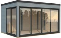 Palmako Gartenhaus Serena 12,6 m&sup2; Set 1 Slide Plus - 44 mm hellgrau lackiert