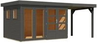 Karibu Gartenhaus Lahar 3,5/5/6 mit 240 cm Schleppdach -19 mm Au&szlig;en komplett in