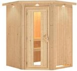 Karibu Sauna Larin mit Eckeinstieg 68 mm-Ohne Ofen-inkl. Dachkranz-...