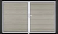 GroJa Solid Steckzaun Tor Schwarz co-ex DIN links 300x180x4 cm Alu-Rahmen EV1,