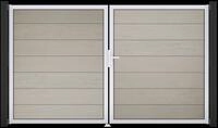 GroJa Solid Grande Tor Steingrau co-ex DIN links 300x180x4 cm Alu-Rahmen EV1,