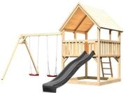 Akubi Kinderspielturm Luis inkl. Wellenrutsche anthrazit und...