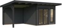 Palmako Gartenhaus Aurelia 8,4 + 7,9 m&sup2; - 44 mm dunkelgrau/anthrazit lackiert