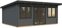Palmako Gartenhaus Lisandra 19,4 m&sup2; - 44 mm dunkelgrau/anthrazit lackiert
