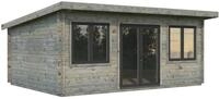 Palmako Gartenhaus Lisandra 19,4 m&sup2; - 44 mm grau tauchgrundiert