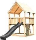 Akubi Kinderspielturm Luis mit Wellenrutsche anthrazit und Kletterwand