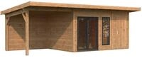 Palmako Gartenhaus Aurelia 12,4+7,9 m&sup2; - 44 mm hellbraun tauchgrundiert