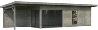 Palmako Gartenhaus Andrea 21,1 + 7,9 m&sup2; Slide Plus - 44 mm grau tauchgrundiert