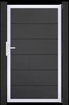 GroJa BasicLine Steckzaun Tor 100x180 cm, Universal DIN Alu-Rahmen EV1 Grey Ash Cut