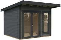 Palmako Gartenhaus Aurelia 8,4 m&sup2; - 44 mm dunkelgrau/anthrazit lackiert
