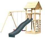 Akubi Kinderspielturm Lotti mit Satteldach inkl. Wellenrutsche anthrazit,