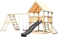 Akubi Kinderspielturm Luis mit Doppelschaukelkletterger&uuml;st, Netzrampe und