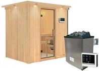Karibu Sauna Bodin mit Fronteinstieg 68 mm-9 kW Ofen inkl. Steuerger&auml;t-Inkl.