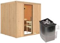 Karibu Sauna Sodin mit Fronteinstieg 68 mm - 9 kW Ofen integr. Steuerung-Ohne