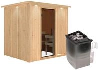 Karibu Sauna Sodin mit Fronteinstieg 68 mm-9 kW Ofen integr. Steuerung-inkl.