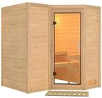 Karibu Sauna Sahib 1-Massivholzsauna 40mm-Fronteinstieg -Exklusivoptik - Ohne