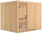Karibu Sauna Gobin mit Fronteinstieg 68 mm-Ohne Ofen-Ohne Dachkranz-Klarglas