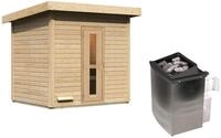Karibu Gartensauna Saunahaus Hytti 3 Energiesparende Saunat&uuml;r 9 kW Ofen integr.