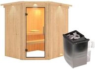 Karibu Sauna Siirin mit Eckeinstieg 68 mm - 9 kW Ofen integr. Steuerung-Inkl.