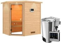 Karibu Woodfeeling Sauna Jella - 38 mm Bronzierte Ganzglast&uuml;r Inkl. Dachkranz...