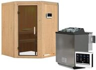 Karibu Sauna Larin mit Eckeinstieg 68 mm-9 kW Bio-Kombiofen inkl....