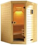 Weka Massivholz-Elementsauna Laukkala 1 mit Glast&uuml;re - 38 mm mit Eckeinstieg 3,6 kW