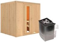 Karibu Sauna Sodin mit Fronteinstieg 68 mm-9 kW Ofen integr. Steuerung-ohne