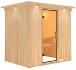 Karibu Sauna Bodin mit Fronteinstieg 68 mm-Ohne Ofen-Inkl. Dachkranz-Klarglas