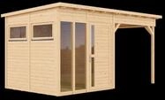 Bertilo Element-Gartenhaus Pentus 2 Office inkl. Lounge-Anbau - 19 mm...