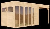 Bertilo Element-Gartenhaus Cubus 3 Office inkl. Lounge-Anbau - 19 mm...